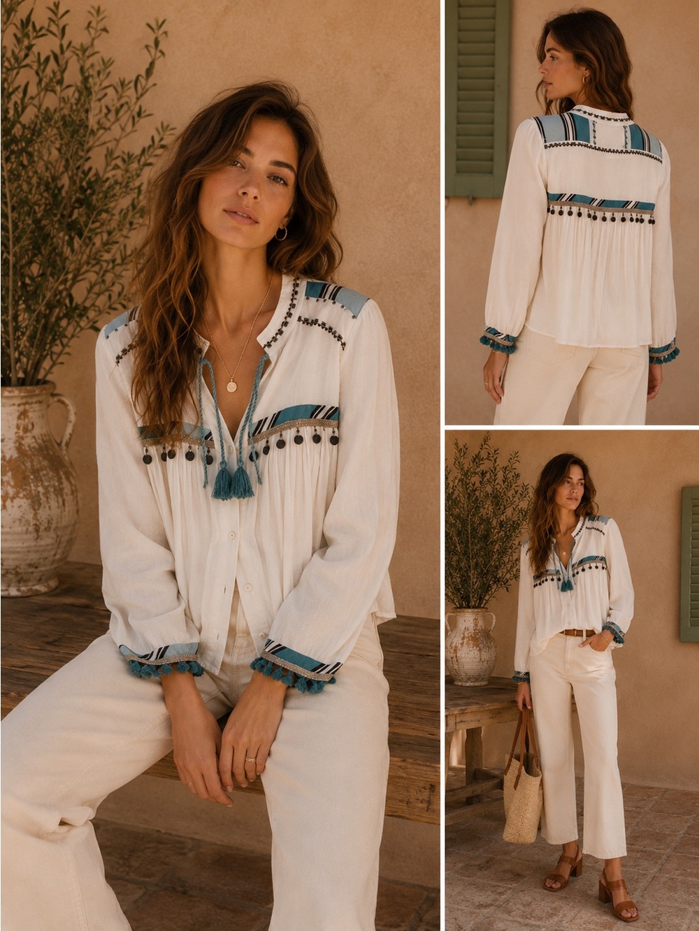 Western Bohemian Whimsical Embroidered Tie Tassel Cardigan 16 Petite